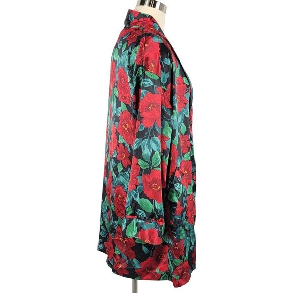 Vintage Victorias Secret Kimono Womens OS Red Floral Satin Robe Y2K 90s Romantic - Picture 3 of 13